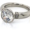 Bezel-Set Contemporary Round Engagement Ring Custom Engagement Rings 4