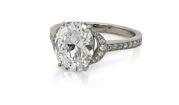 Oval Diamond Crescent Ring Custom Engagement Rings