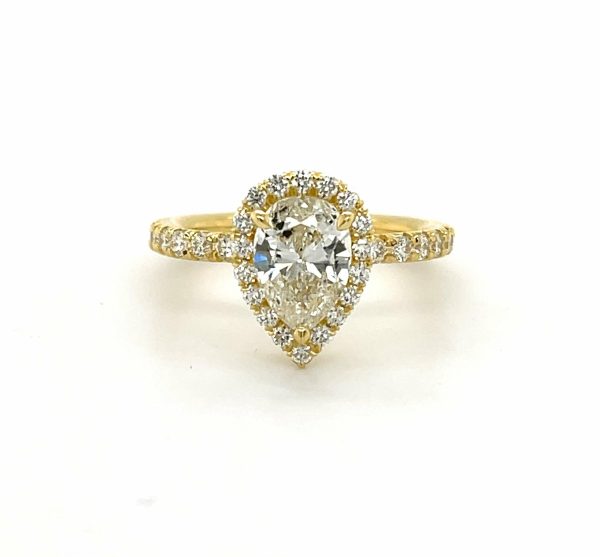 Yellow Gold Pear Engagement Ring Natural Mined Diamond Engagement Rings 3