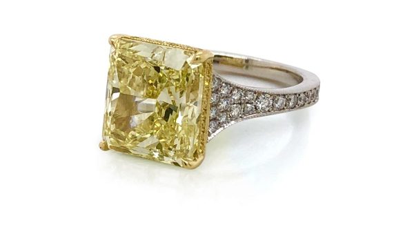 Radiant-Cut Fancy Yellow Diamond Engagement Ring Custom Engagement Rings