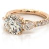Round Diamond Rose Gold Ring with Pear Side Stones Custom Engagement Rings 4