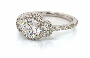 Three Stone Diamond Ring with Halo Engagement Rings