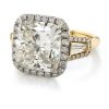 Two-Tone Cushion-Cut Diamond Ring with Halo Unique Rings 5