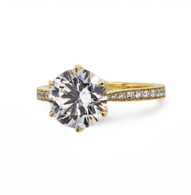 Round Six Prong Engagement Ring Custom Jewelry