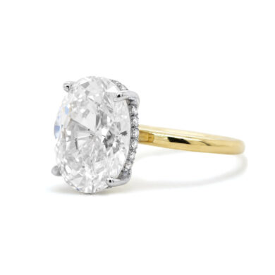 Two-Tone Oval Diamond Ring with Hidden Halo Custom Engagement Rings
