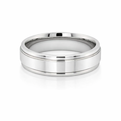 High Polish Band with Raised Center Men's Wedding Bands