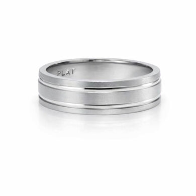 Satin Finish with Two High Polish Ridges Men's Wedding Bands