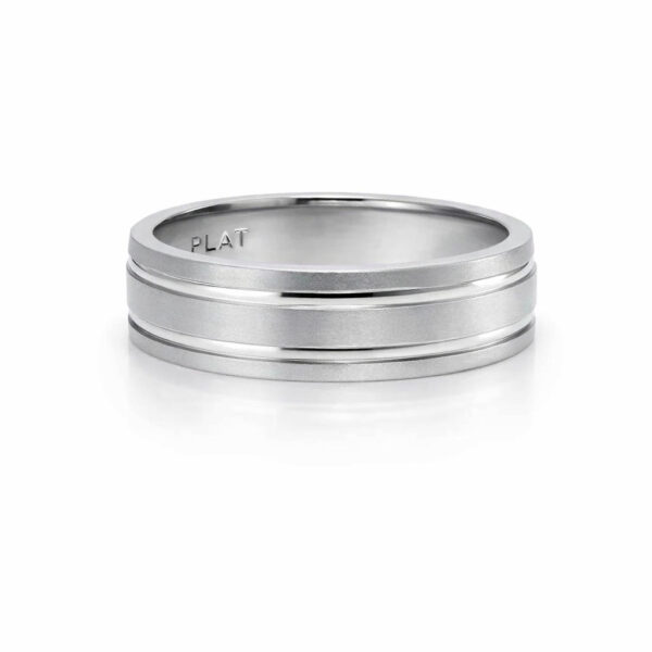 Satin Finish with Two High Polish Ridges Men's Wedding Bands 2
