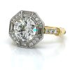 Two-Tone Round Diamond Engagement Ring in an Octagonal Setting Custom Engagement Rings 4
