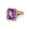Rose Gold Amethyst and Diamond Ring Fine Colored Gemstone Rings 3