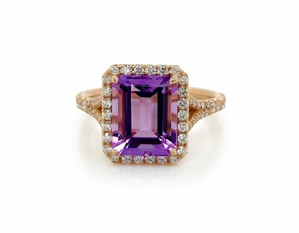 Rose Gold Amethyst and Diamond Ring Fine Gemstone Rings 2