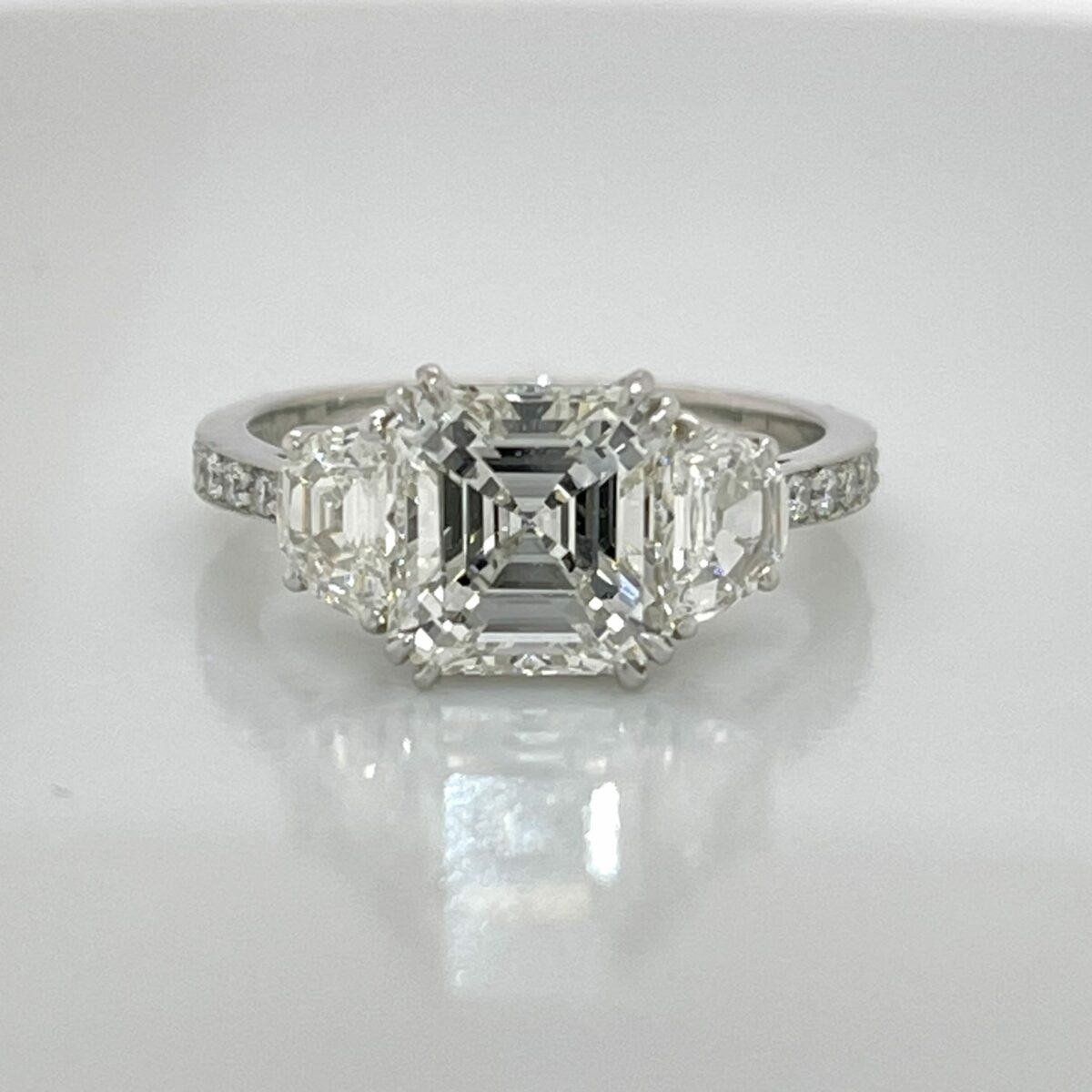 Three Stone Asscher-Cut Ring Los Angeles | Peter Norman