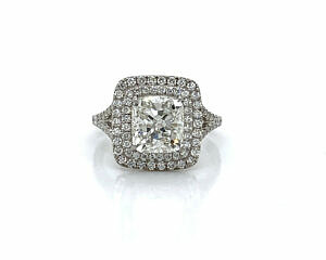 Double Halo Cushion-Cut Diamond Engagement Ring Engagement Rings 2