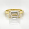 East-West Half Bezel Emerald-Cut Ring Unique Rings 6