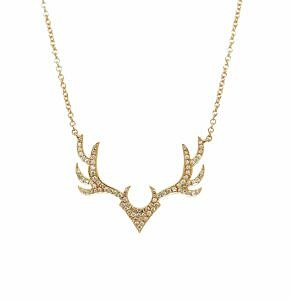 Rose Gold Diamond Pave Antler Necklace Necklaces