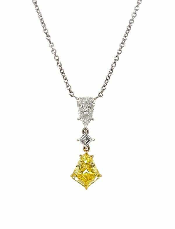 Fancy Yellow and White Diamond Necklace Necklaces