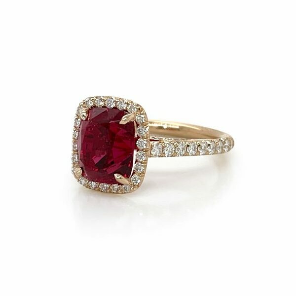 Rare Red Spinel Ring with Diamond Accents Fine Gemstone Rings