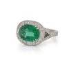 Oval Emerald Ring with Diamond Halo Fine Colored Gemstone Rings 4
