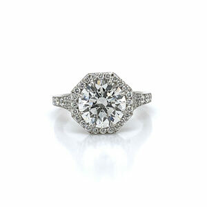 Diamond Engagement Ring with an Octagonal Halo and Tapered Band Engagement Rings 2