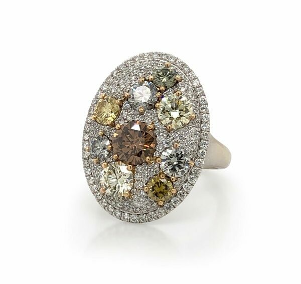 Multicolored Diamond Ring Fine Gemstone Rings