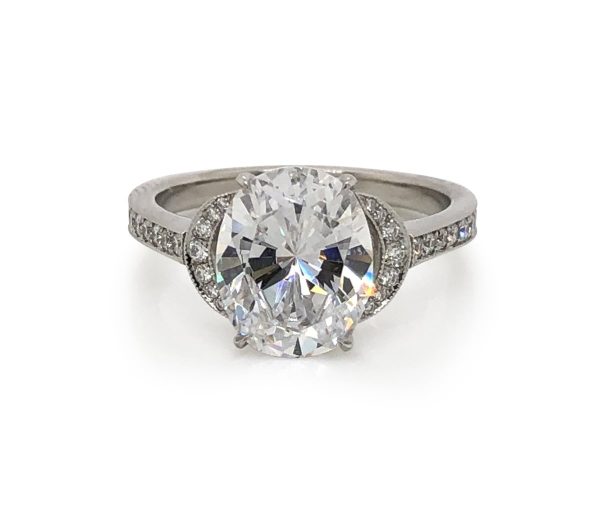 Oval Diamond Crescent Ring Custom Engagement Rings 2