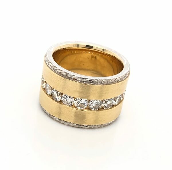 Wide Yellow Gold and Diamond Band Women's Wedding Bands