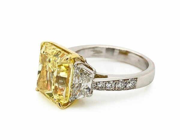Intense Fancy Yellow Radiant Diamond Ring Engagement Rings 3