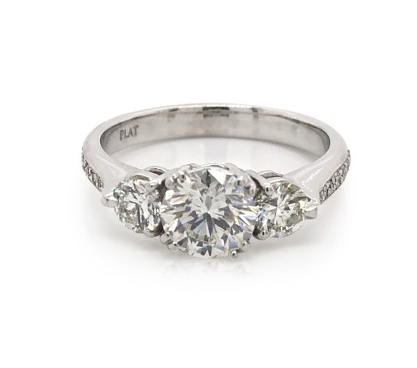 Three Stone Round Diamond Ring Custom Engagement Rings 3