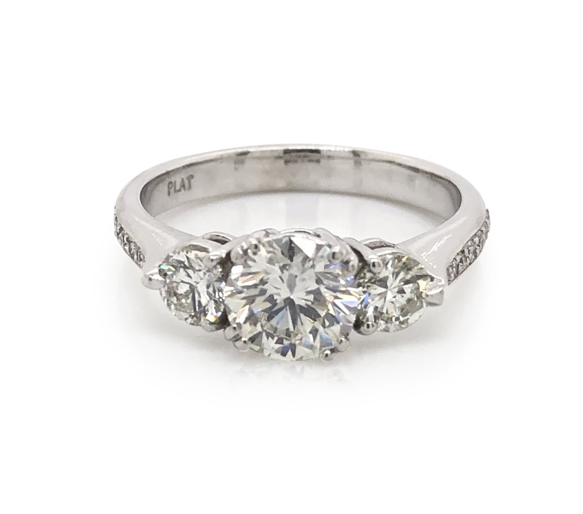 Three Stone Round Diamond Ring Los Angeles Peter Norman