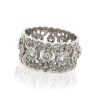 Wide Platinum Band with Open Pave Set Scroll Work Custom Wedding Bands 4