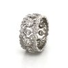 Wide Platinum Band with Open Pave Set Scroll Work Custom Wedding Bands 5