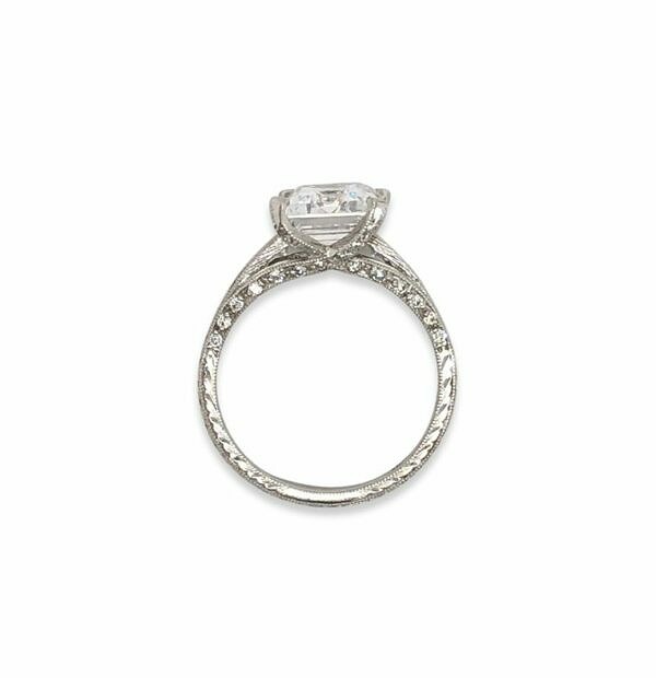 Emerald-Cut Diamond Ring with a Princess-Cut Band Engagement Rings 3