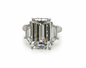 Large Emerald-Cut Engagement Ring With Trapezoids Engagement Rings 2