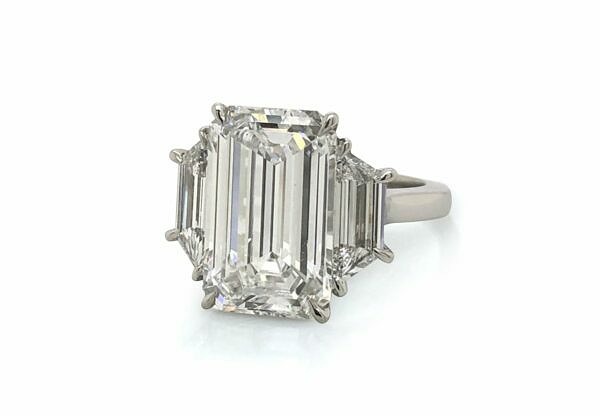Large Emerald-Cut Engagement Ring With Trapezoids Engagement Rings