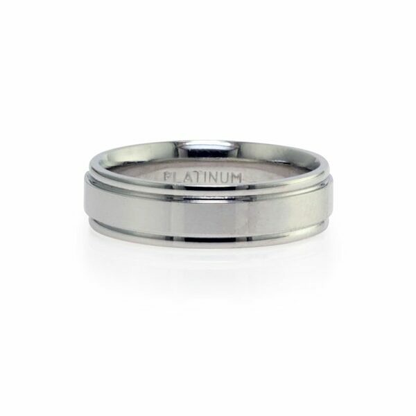 Raised Center with High Polish Men's Wedding Bands