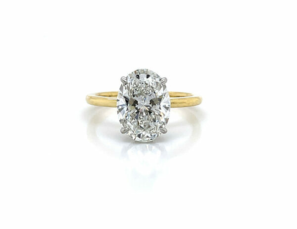 Two-Tone Oval Diamond Ring with Hidden Halo Engagement Rings 2