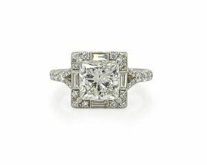 Princess-Cut Engagement Ring with Baguette and Round Halo Engagement Rings 2
