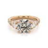 Round Diamond Rose Gold Ring with Pear Side Stones Custom Engagement Rings 5