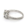 Round Three Stone Ring with Engraved Band Custom Engagement Rings 7