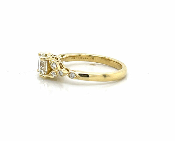 Round Diamond Engagement Ring with Marquise-Shaped Details Custom Engagement Rings 4