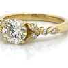 Round Diamond Engagement Ring with Marquise-Shaped Details Custom Engagement Rings 5