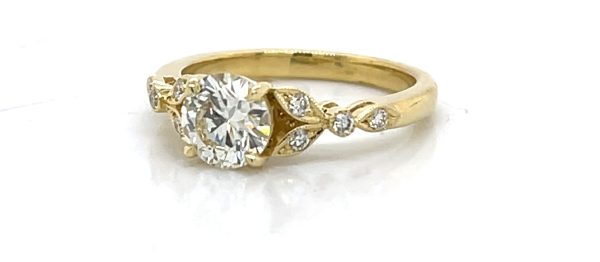 Round Diamond Engagement Ring with Marquise-Shaped Details Custom Engagement Rings 2