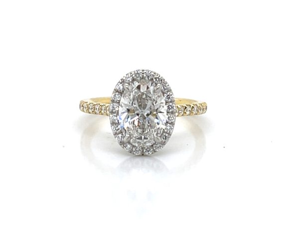 Two-Tone Oval Engagement Ring with Halo Custom Engagement Rings 3
