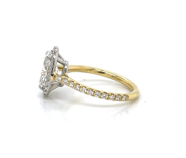 Two-Tone Oval Engagement Ring with Halo Custom Engagement Rings 4