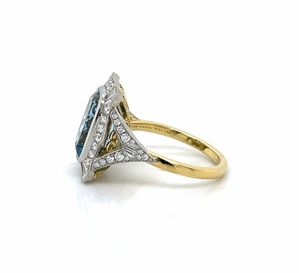 Two-Tone Aquamarine Ring with Diamond Details Fine Gemstone Rings 3