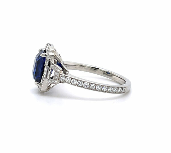 Cushion-Cut Sapphire Ring with Diamond Frame Fine Gemstone Rings 3