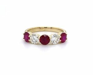 Yellow Gold Ruby and Diamond Band Wedding Bands 2