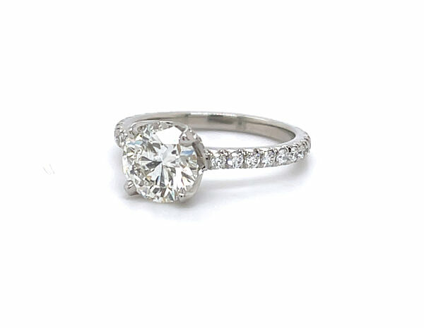 Round Engagement Ring with Pave Cup Engagement Rings