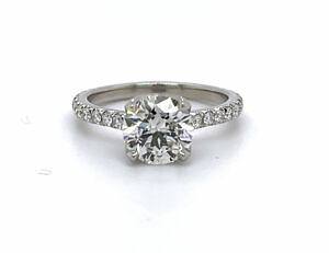 Round Engagement Ring with Pave Cup Engagement Rings 2
