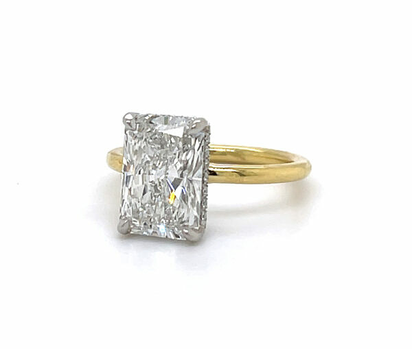 Radiant-Cut Engagement Ring With Diamond-Encrusted Gallery Engagement Rings